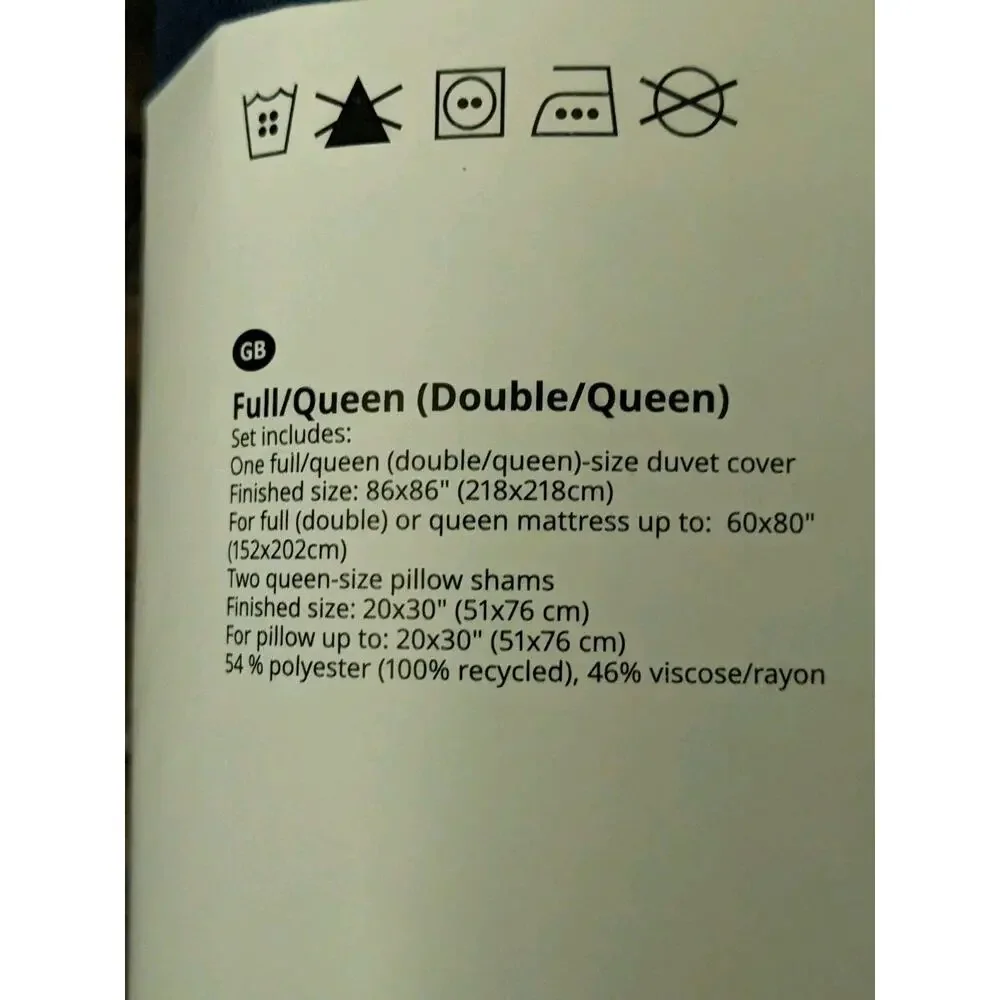 New IKEA HYLSNEJLIKA Queen Duvet Cover 2 Pillowcases Multicolor Bed Bedding Set
